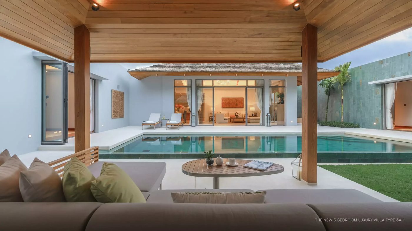Anchan Indigo — беседка у бассейна и зона отдыха на закате